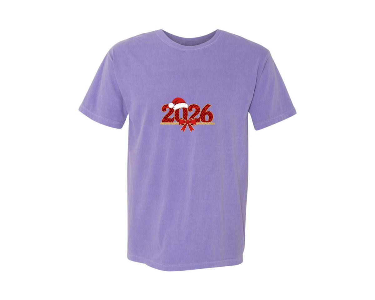 brand:Comfort Colors|color:Violet|Glitter Happy New Year 2026 29 Graphic T-Shirt