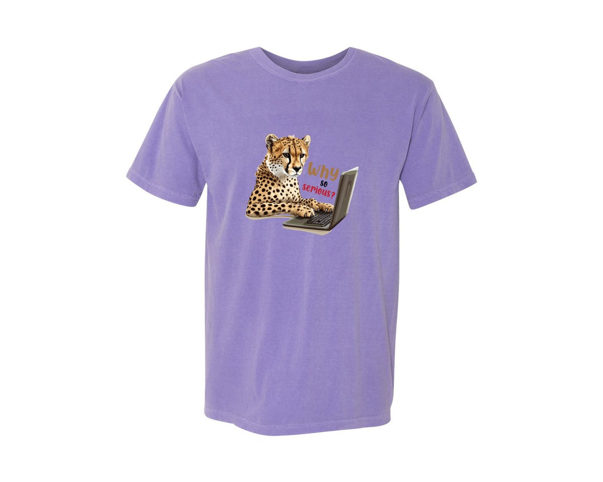 brand:Comfort Colors|color:Violet|Tiger Typing On A Laptop T Shirt Print Graphic T-Shirt