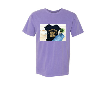 brand:Comfort Colors|color:Violet|Id Smoke That 26 Graphic T-Shirt