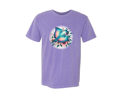 brand:Comfort Colors|color:Violet|Stingray Tropical Round Tshirt Graphic T-Shirt