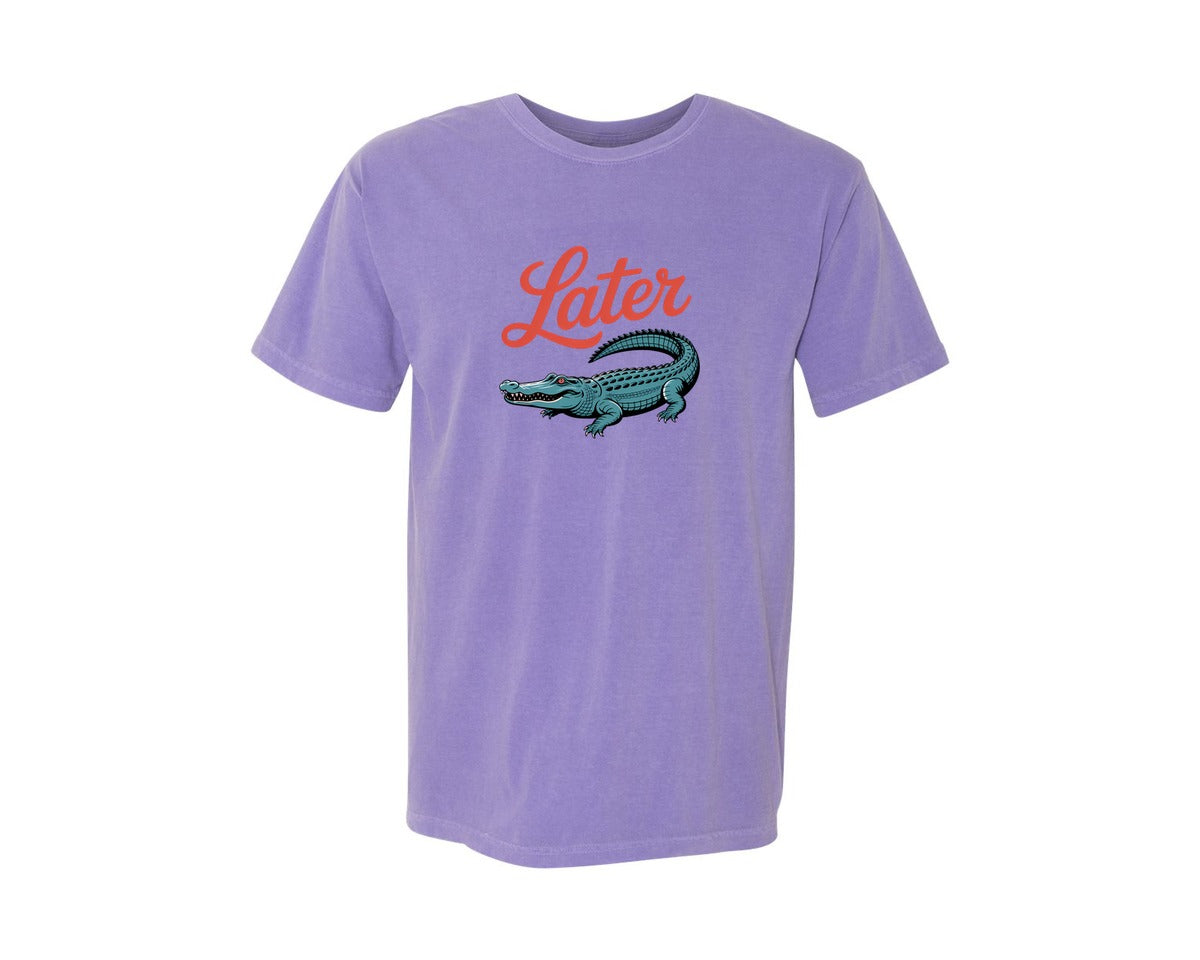 brand:Comfort Colors|color:Violet|Later Gator Funny Crocodile Graphic T-Shirt