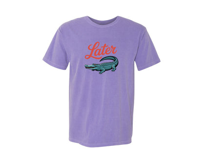 brand:Comfort Colors|color:Violet|Later Gator Funny Crocodile Graphic T-Shirt