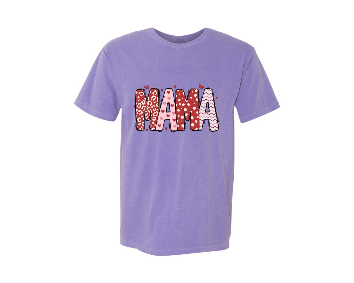 brand:Comfort Colors|color:Violet|Mama Valentine Retro 2 Graphic T-Shirt