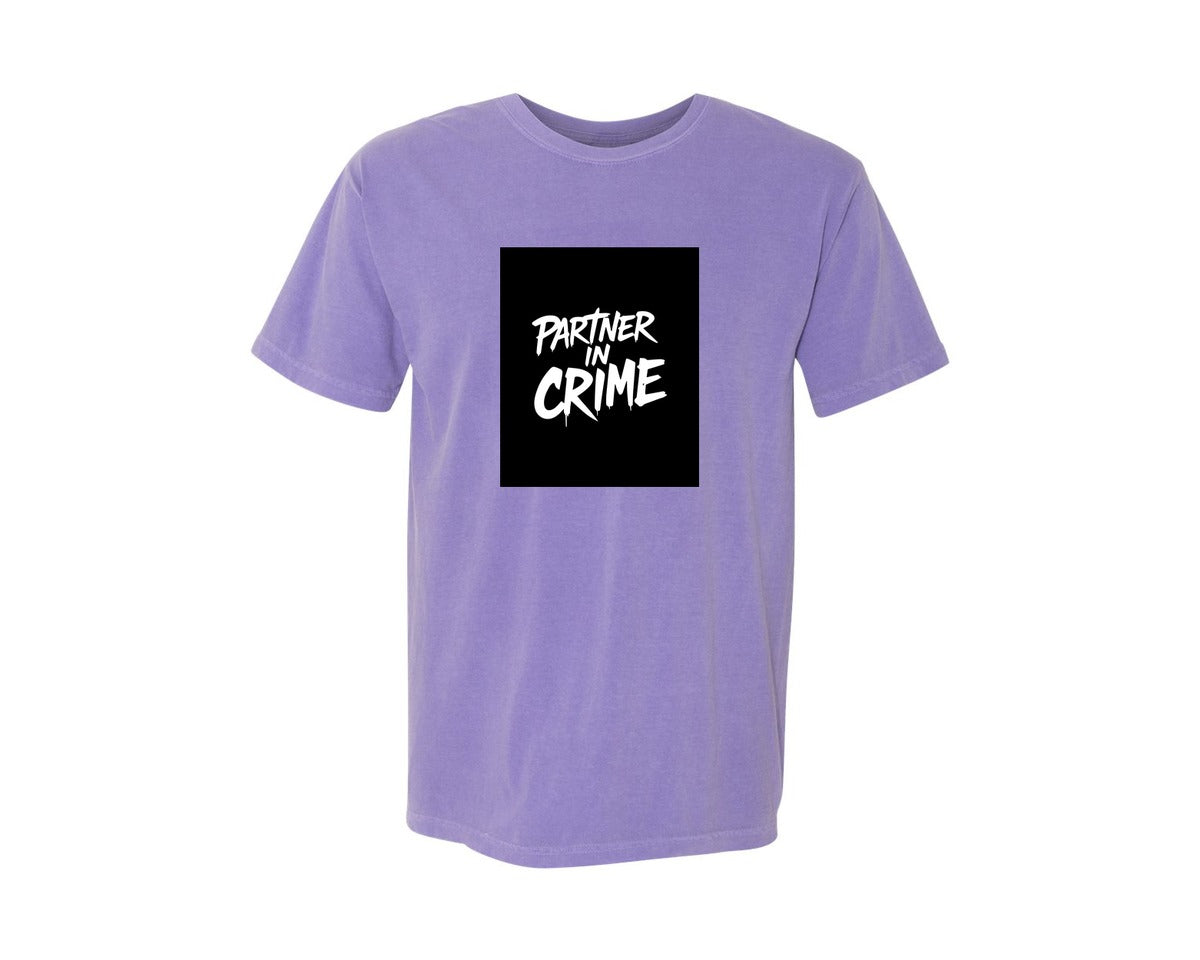 brand:Comfort Colors|color:Violet|Partner In Crime T Shirt Design Graphic T-Shirt