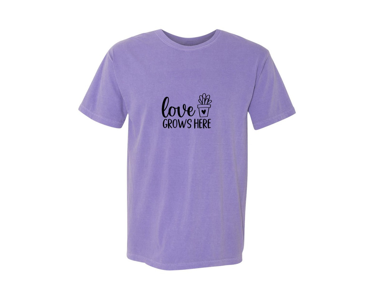 brand:Comfort Colors|color:Violet|Love Grows Here 133 Graphic T-Shirt