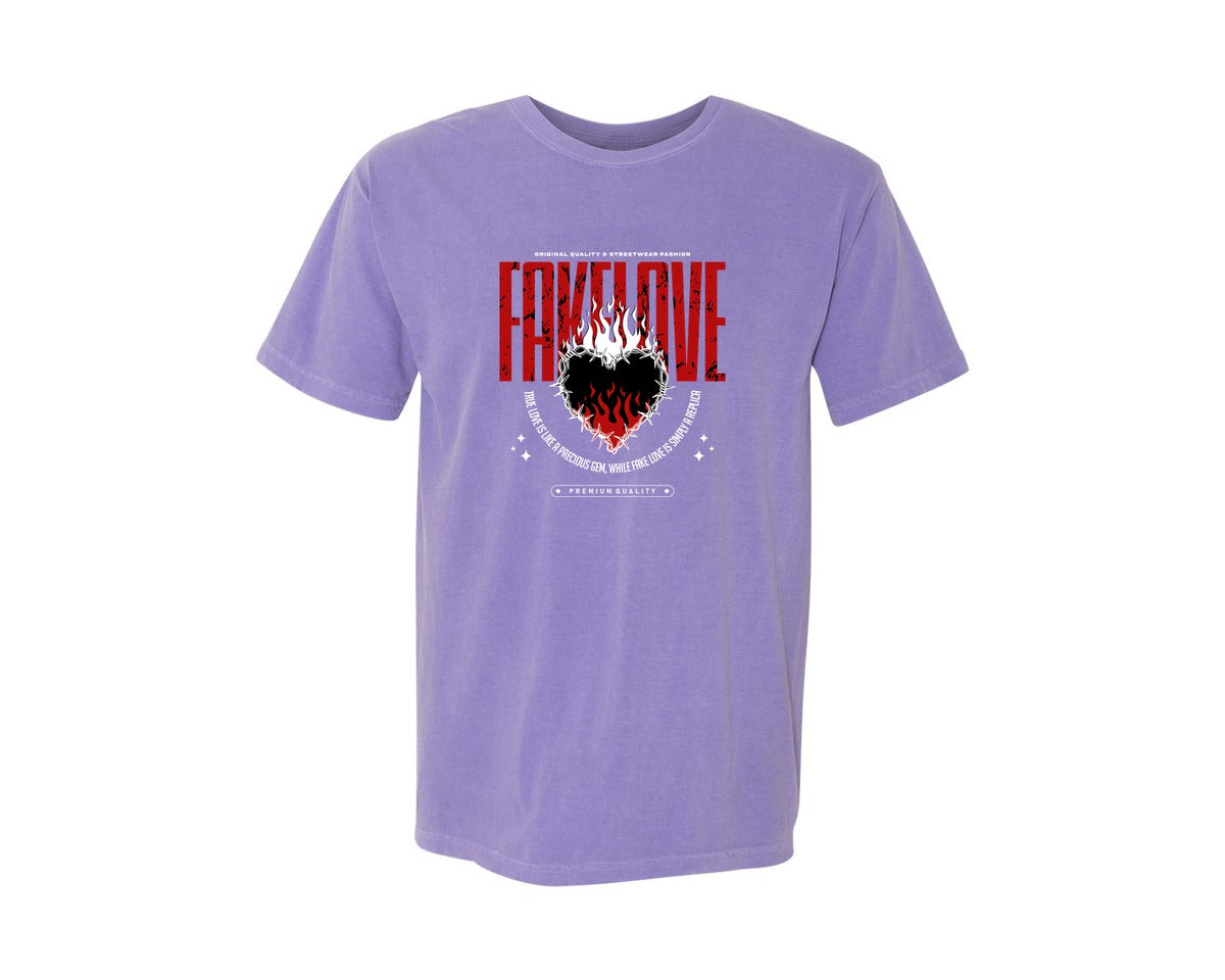 brand:Comfort Colors|color:Violet|Burning Heart Streetwear T Shirt Design Graphic T-Shirt