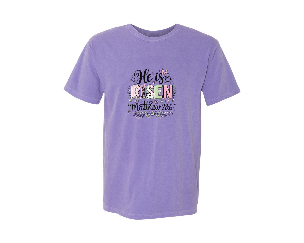 brand:Comfort Colors|color:Violet|Religious Easter Graphic T-Shirt