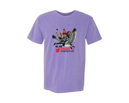 brand:Comfort Colors|color:Violet|We Are Canada Elbows Up 2 Graphic T-Shirt