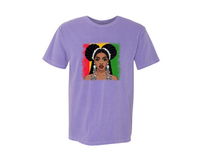 brand:Comfort Colors|color:Violet|Afro Beauty Queen Black Culture Glam Graphic T-Shirt