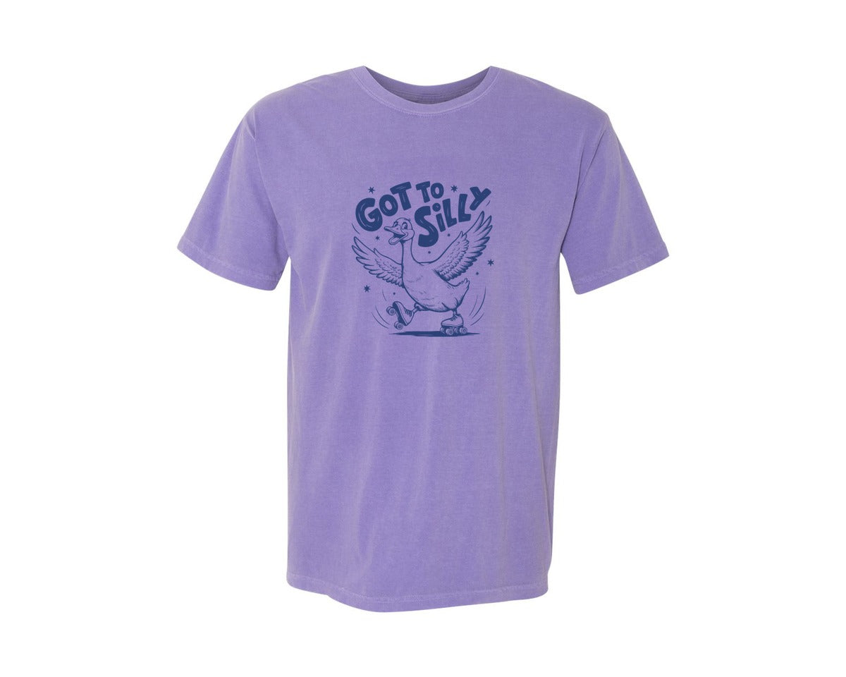 brand:Comfort Colors|color:Violet|Funny Goose Got Too Silly Design Graphic T-Shirt