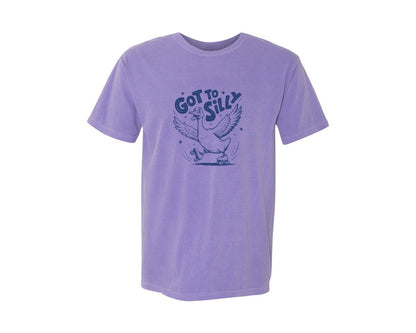 brand:Comfort Colors|color:Violet|Funny Goose Got Too Silly Design Graphic T-Shirt