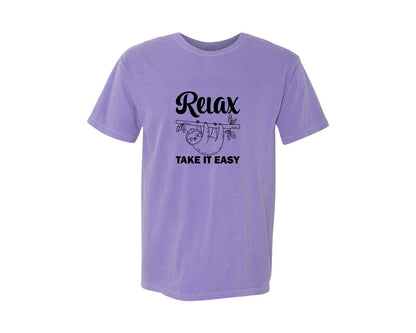 brand:Comfort Colors|color:Violet|Relax Take It Easy T Shirt Graphic T-Shirt