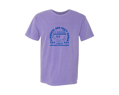 brand:Comfort Colors|color:Violet|Retro Ramen Noodle Cartoon Mascot Design Graphic T-Shirt