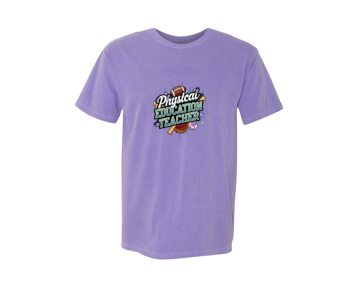 brand:Comfort Colors|color:Violet|Physical Education Teacher 2 Graphic T-Shirt