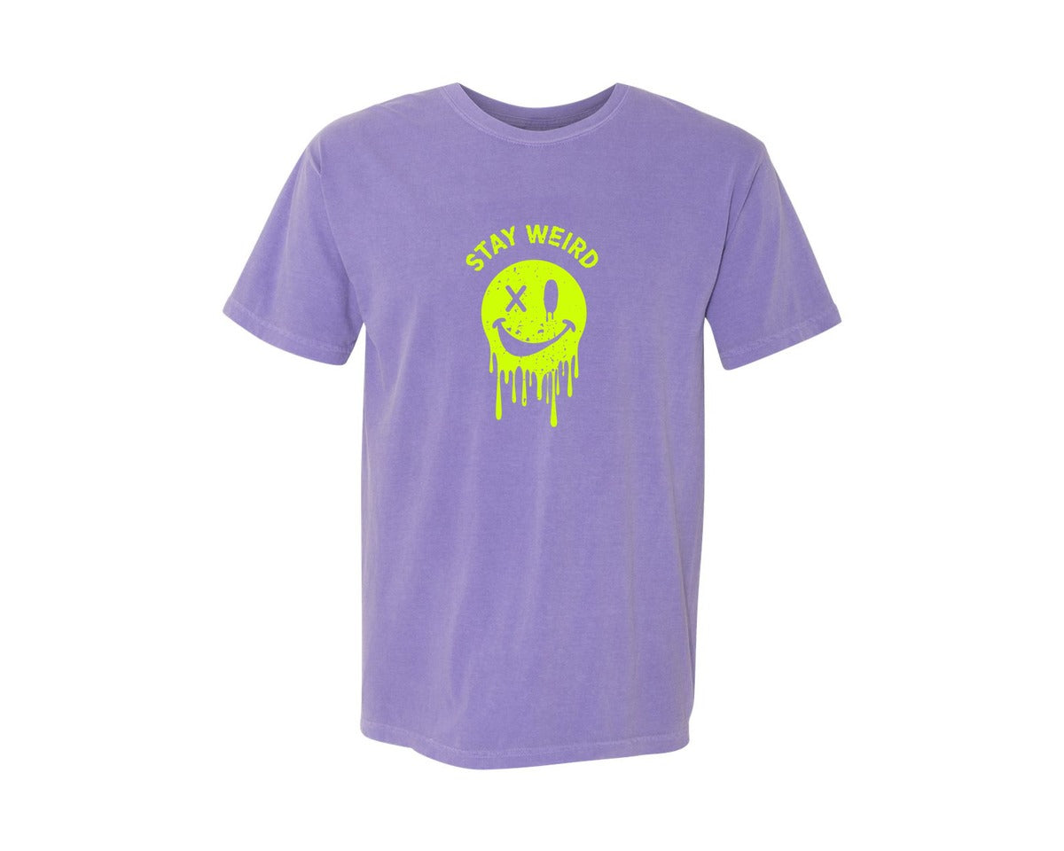 brand:Comfort Colors|color:Violet|Stay Weird Be Yourself Rebellious Spirit Graphic T-Shirt