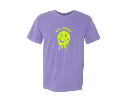 brand:Comfort Colors|color:Violet|Stay Weird Be Yourself Rebellious Spirit Graphic T-Shirt
