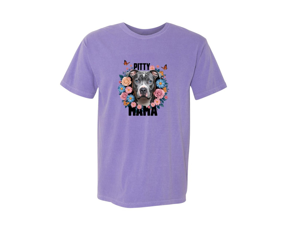 brand:Comfort Colors|color:Violet|Pitty Mama Cute Pitbull Dog 3 Graphic T-Shirt