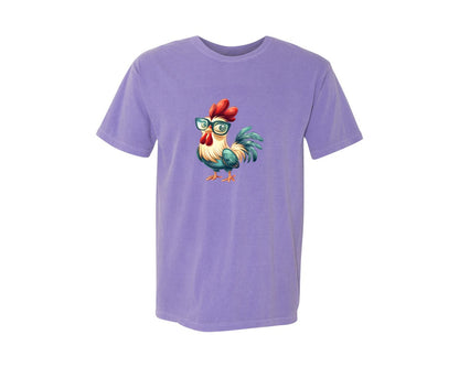 brand:Comfort Colors|color:Violet|Cute Cartoon Rooster Design Graphic T-Shirt
