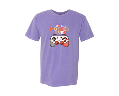 brand:Comfort Colors|color:Violet|On A Mother Level Pregnancy Gamer Mom Graphic T-Shirt