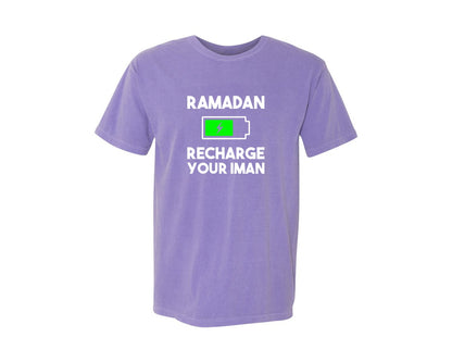 brand:Comfort Colors|color:Violet|Ramadan Recharge Your Iman Muslim Motiv Graphic T-Shirt