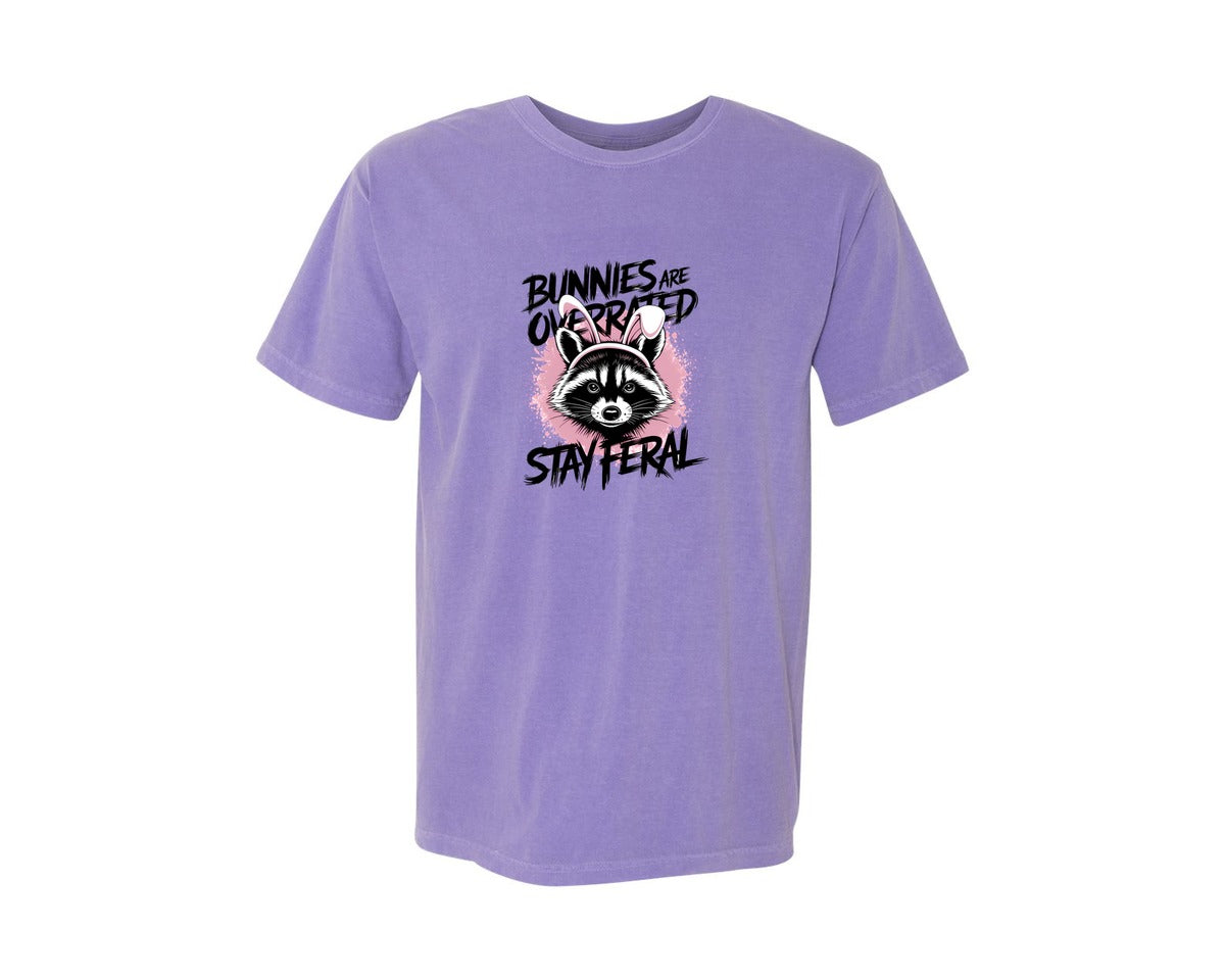 brand:Comfort Colors|color:Violet|Bunnies Are Overrated Stay Feral 2 Graphic T-Shirt