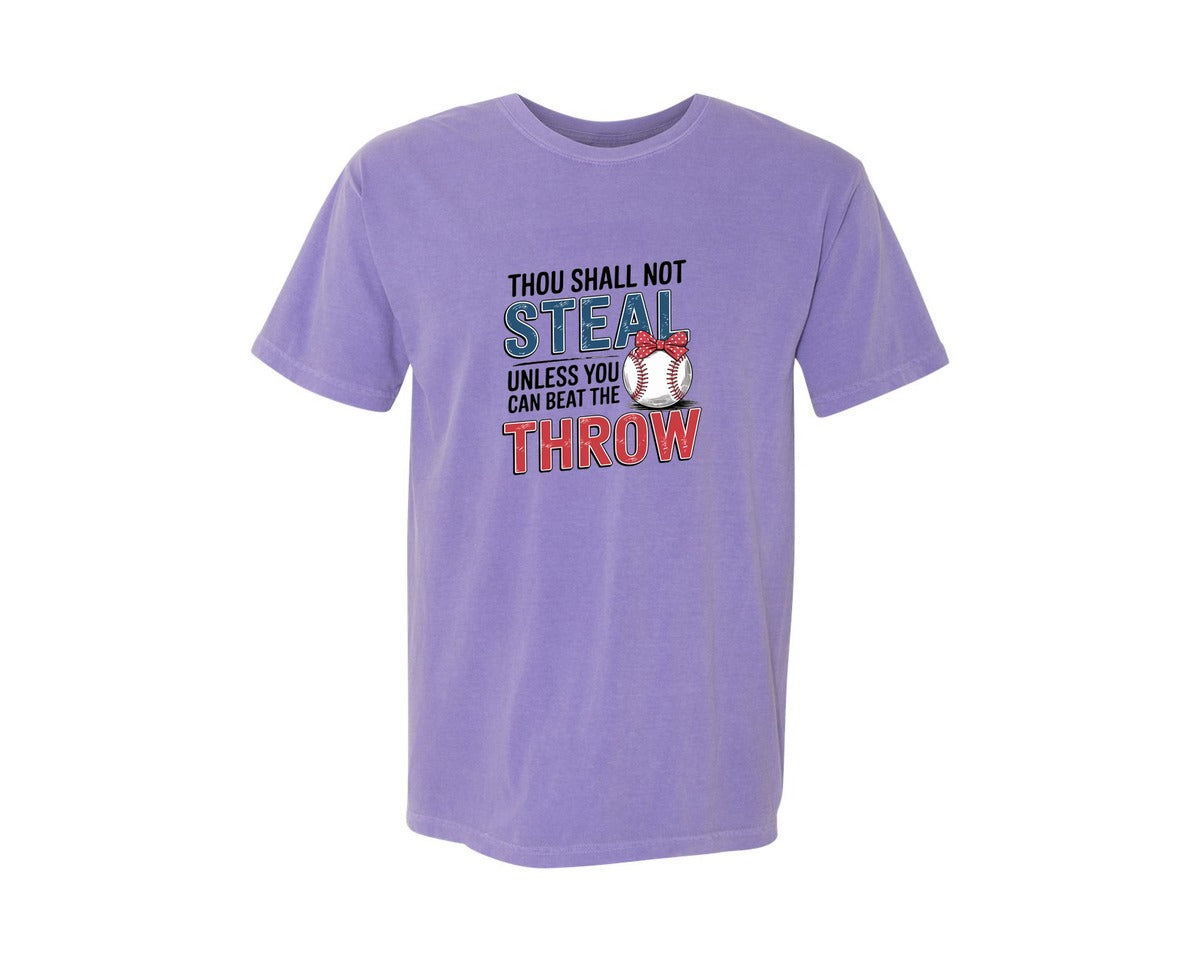brand:Comfort Colors|color:Violet|Baseball Thou Shall Not Steal Graphic T-Shirt
