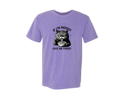 brand:Comfort Colors|color:Violet|Funny Sarcastic Cat Ramen If Im Moody Graphic T-Shirt