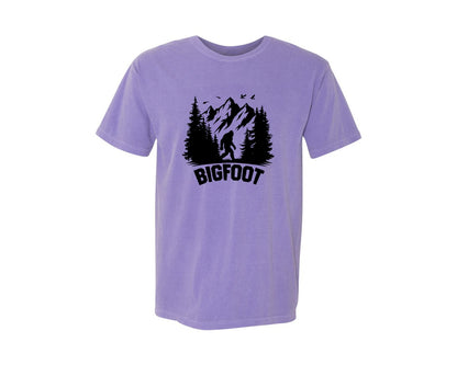 brand:Comfort Colors|color:Violet|Retro Bigfoot Silhouette Pixel Art Graphic T-Shirt