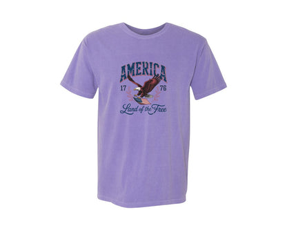 brand:Comfort Colors|color:Violet|America 1776 Land Of The Free Usa Graphic T-Shirt