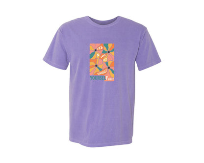 brand:Comfort Colors|color:Violet|Boho Retro Flower T Shirt Design Graphic T-Shirt