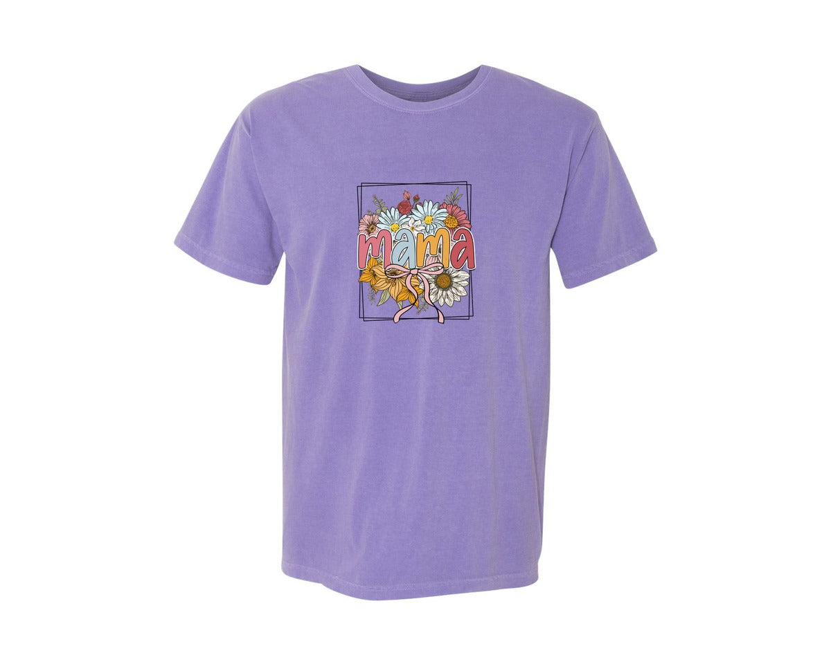 brand:Comfort Colors|color:Violet|Floral Mama Mama Flowers 2 Graphic T-Shirt