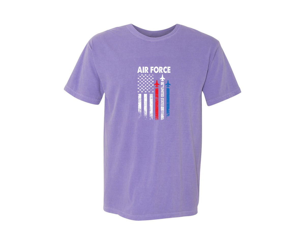 brand:Comfort Colors|color:Violet|Air Force United States 4Th Ofjuly Graphic T-Shirt