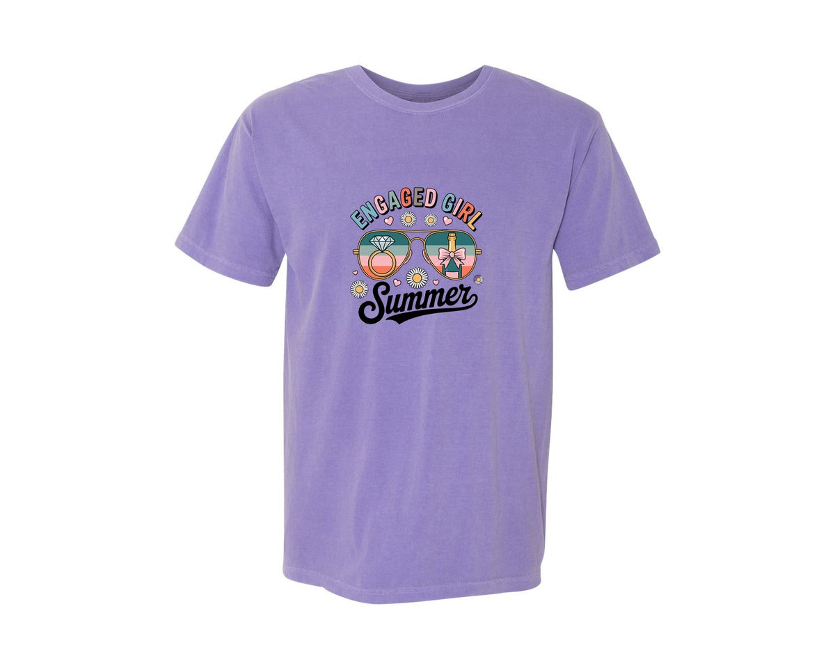 brand:Comfort Colors|color:Violet|Engaged Girl Summer Engagement Graphic T-Shirt