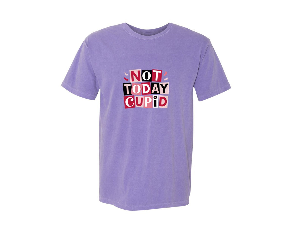 brand:Comfort Colors|color:Violet|Not Today Cupid Anti Valentine Graphic T-Shirt