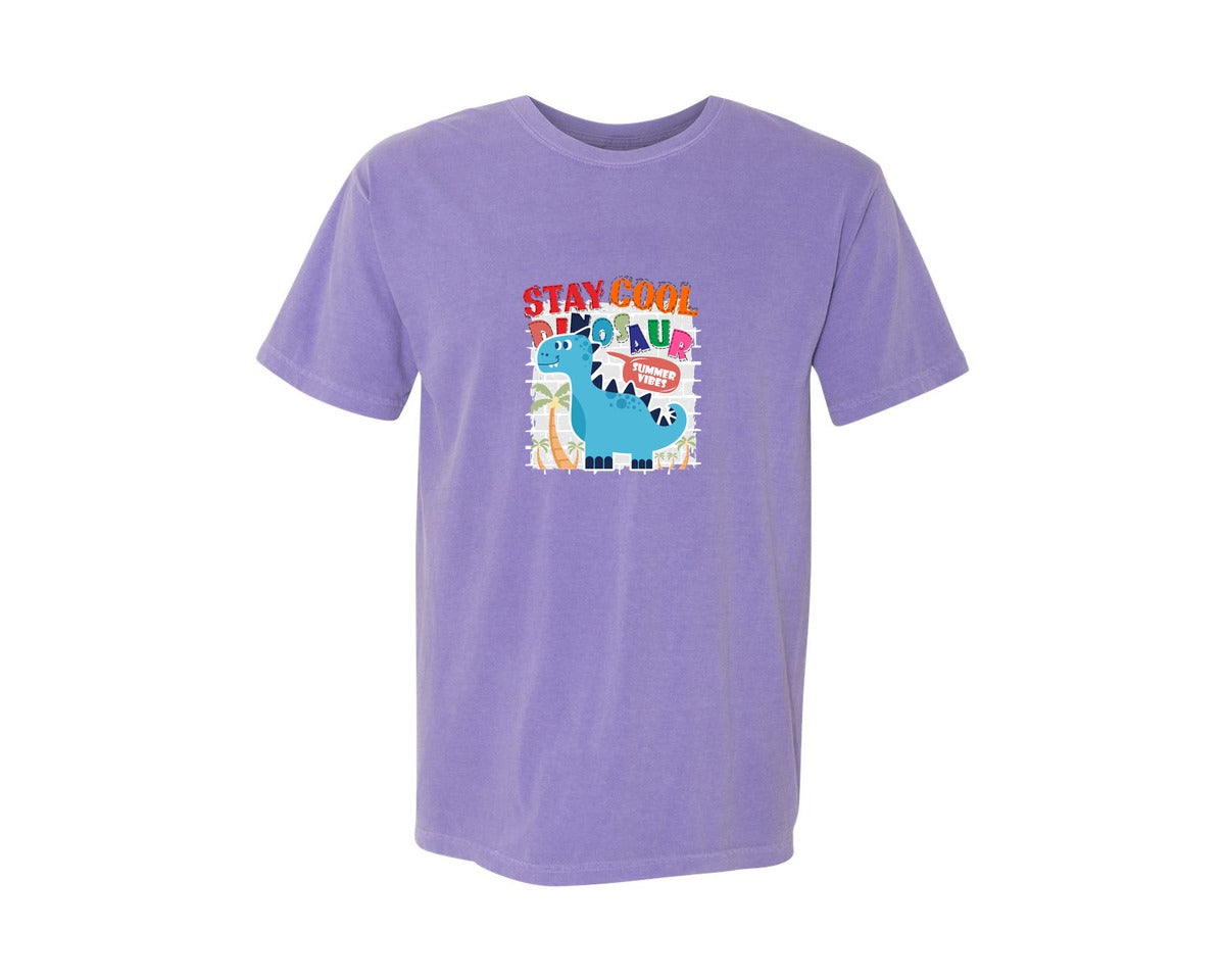 brand:Comfort Colors|color:Violet|Cute Dinosaur Cartoon T Shirt Design Graphic T-Shirt