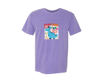 brand:Comfort Colors|color:Violet|Cute Dinosaur Cartoon T Shirt Design Graphic T-Shirt