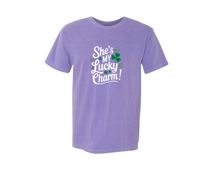 brand:Comfort Colors|color:Violet|Shes My Lucky Charm St Patricks Day 2 Graphic T-Shirt