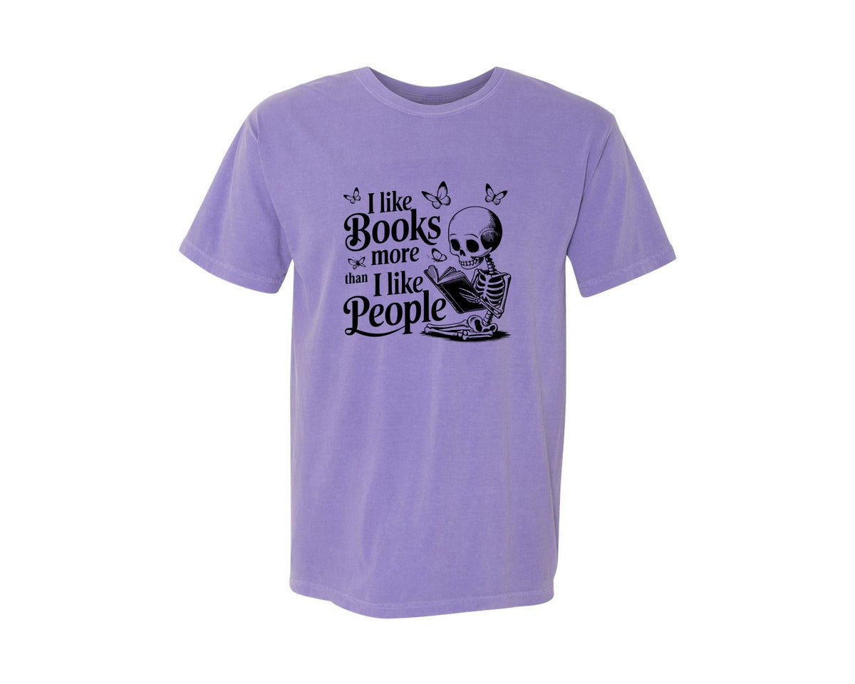 brand:Comfort Colors|color:Violet|I Like Books More Than I Like People 3 Graphic T-Shirt