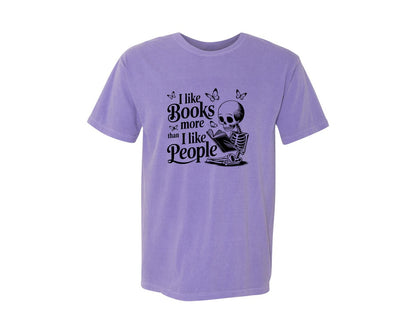 brand:Comfort Colors|color:Violet|I Like Books More Than I Like People 3 Graphic T-Shirt