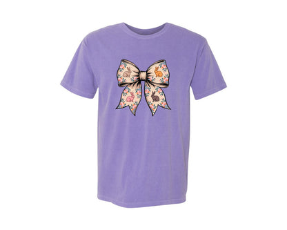 brand:Comfort Colors|color:Violet|Floral Bunny Bow Graphic T-Shirt