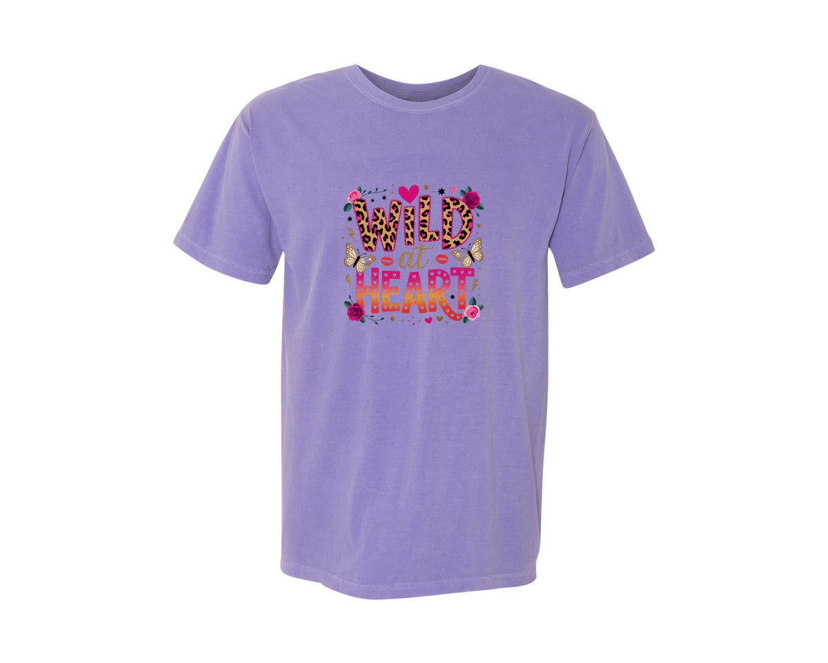 brand:Comfort Colors|color:Violet|Wild At Heart Leopard Glitter E29Ca8 2 Graphic T-Shirt