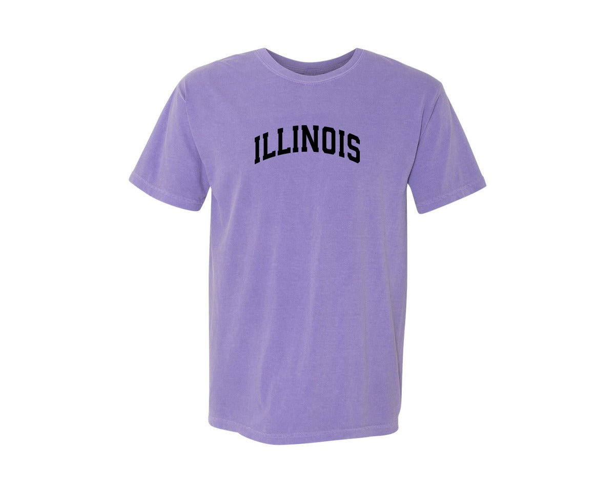 brand:Comfort Colors|color:Violet|Illinois Usa City State Shirt Graphic T-Shirt