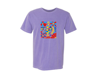 brand:Comfort Colors|color:Violet|Boho Autism Floral Autism Graphic T-Shirt