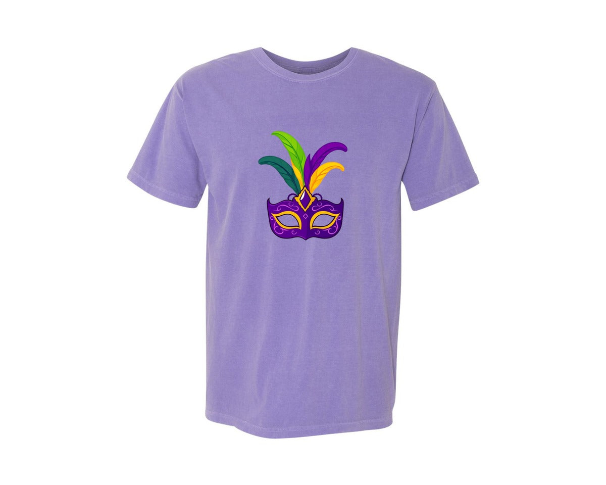 brand:Comfort Colors|color:Violet|Mardi Gras Mask T Shirt Design 4 Graphic T-Shirt