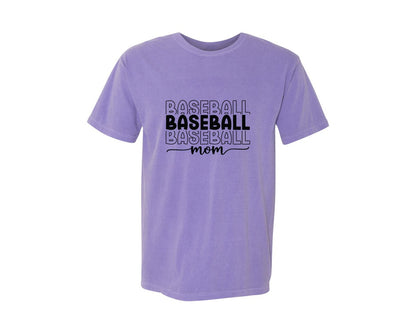 brand:Comfort Colors|color:Violet|Baseball Mom Baseball Mom 3 Graphic T-Shirt