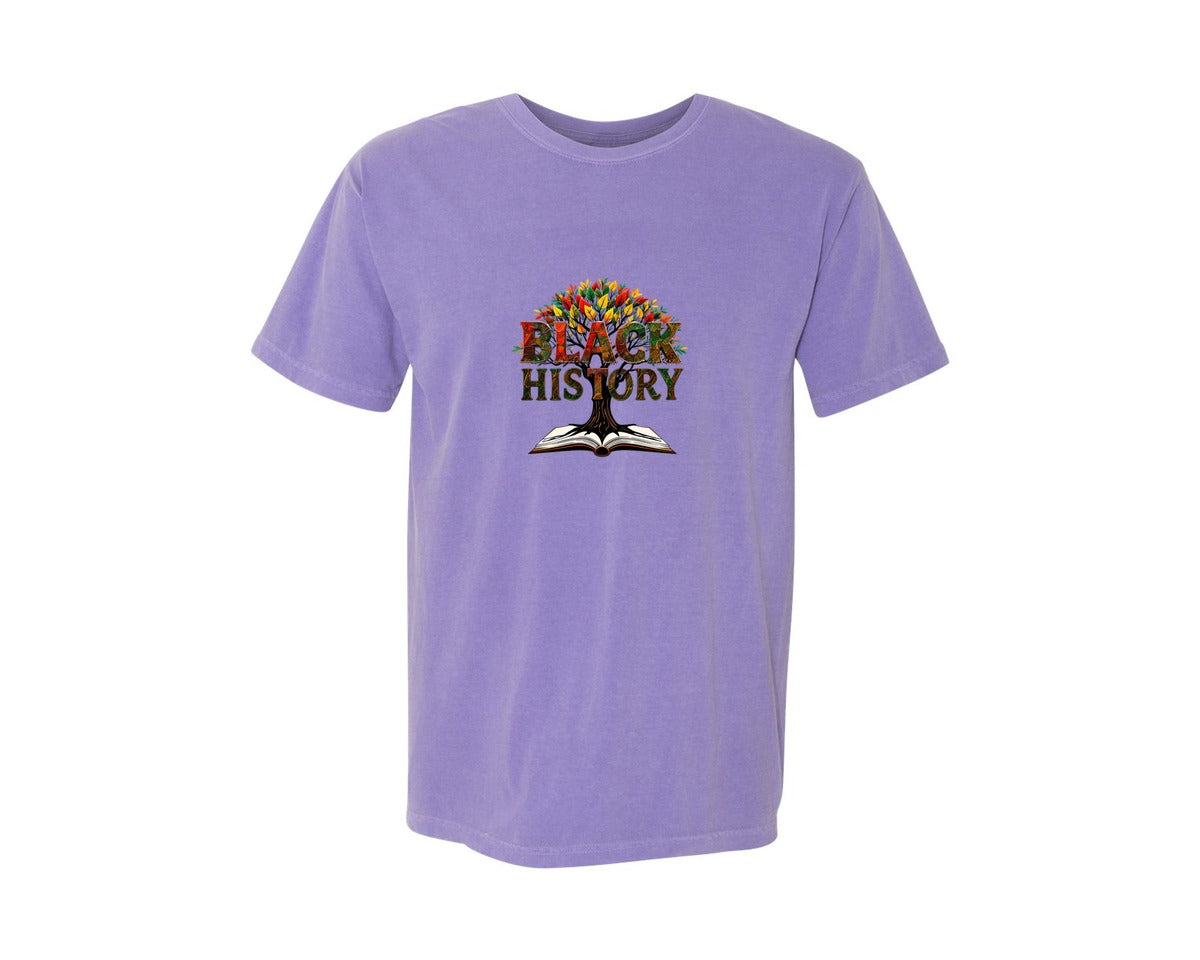 brand:Comfort Colors|color:Violet|Black History Month Tree Of Knowledge Graphic T-Shirt