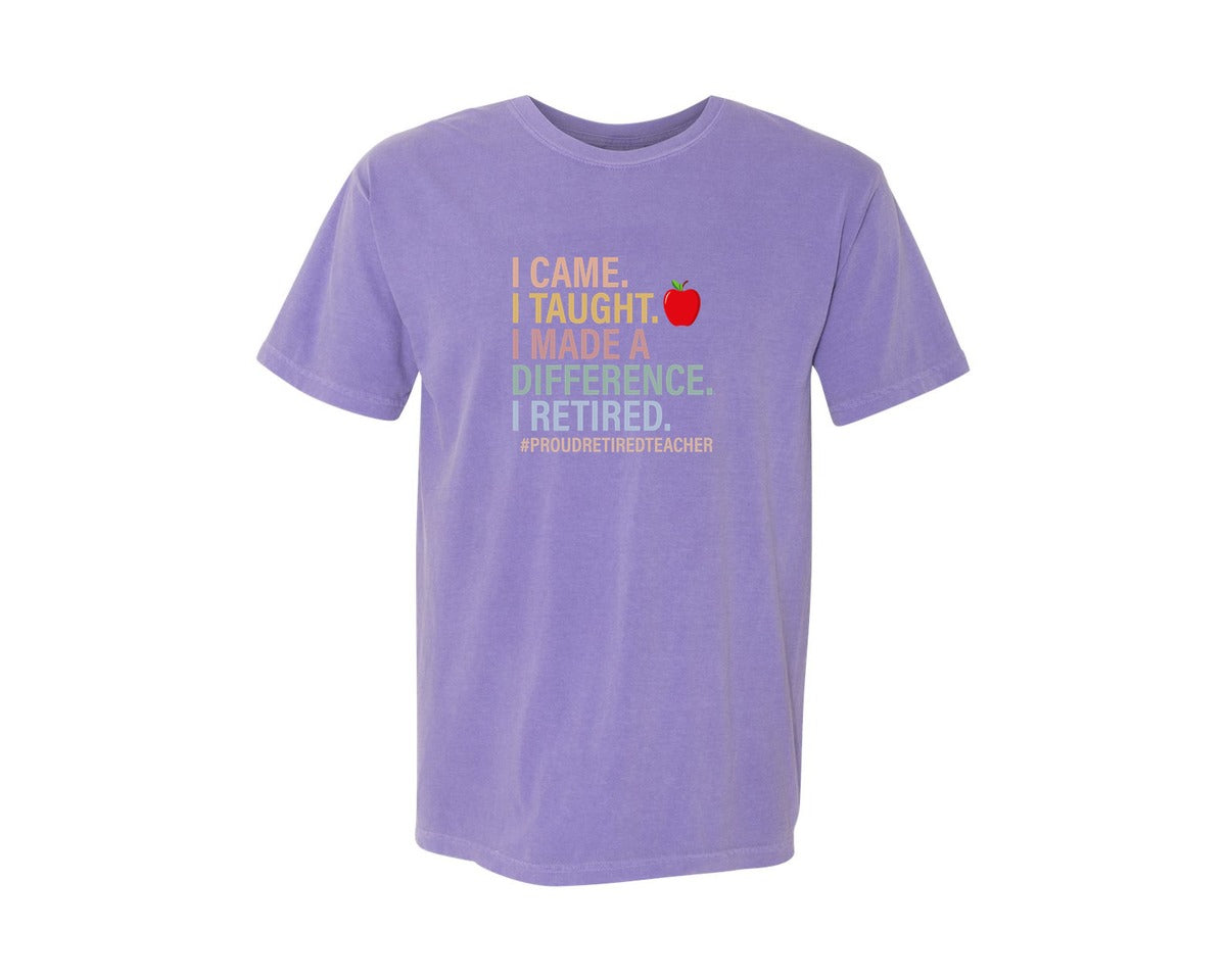 brand:Comfort Colors|color:Violet|Retired Teacher 5 Graphic T-Shirt