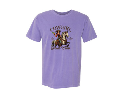 brand:Comfort Colors|color:Violet|Cowgirl Social Club Cowgirl Graphic T-Shirt