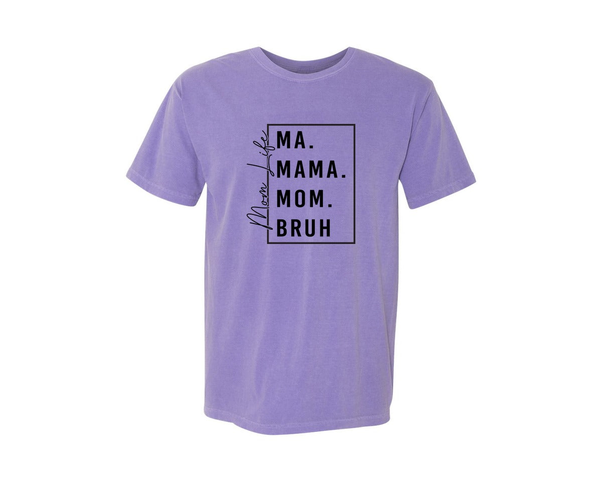 brand:Comfort Colors|color:Violet|Mama Mommy Mom Bruh Funny Mom 12 Graphic T-Shirt
