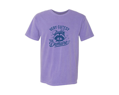 brand:Comfort Colors|color:Violet|Very Cutesy Very Demure Raccoon T Shirt Graphic T-Shirt